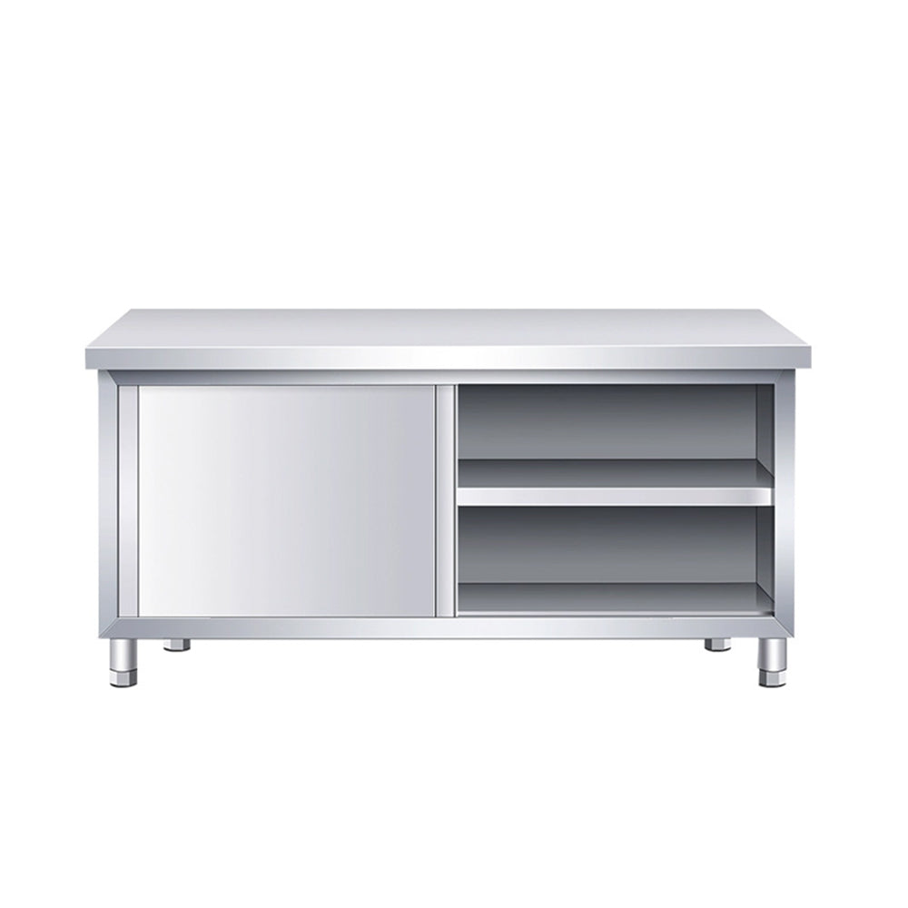 (LLEGANDO 14 DE AGOSTO) Mesa de Trabajo de Acero Inoxidable con Gabinete | 4 Tamaños Disponibles | 80cm (340100) / 150cm (340104) / 180cm (340106) / 200cm (340107)