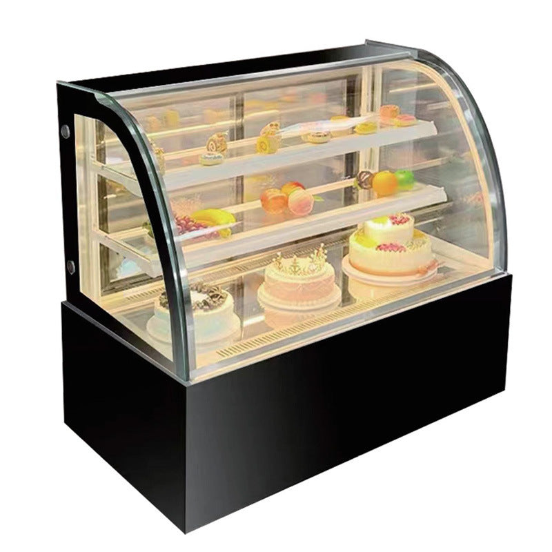 (LLEGANDO 30 DE SEPT) Vitrina Refrigeradora Exhibidor Comercial para Dulce Pastel Repostería Curvo Negro 110V | 4 Largos Disponibles | 120cm HVB-1200H | 150cm HVB-1500H | 180cm HVB-1800H | 200cm HVB-2000H