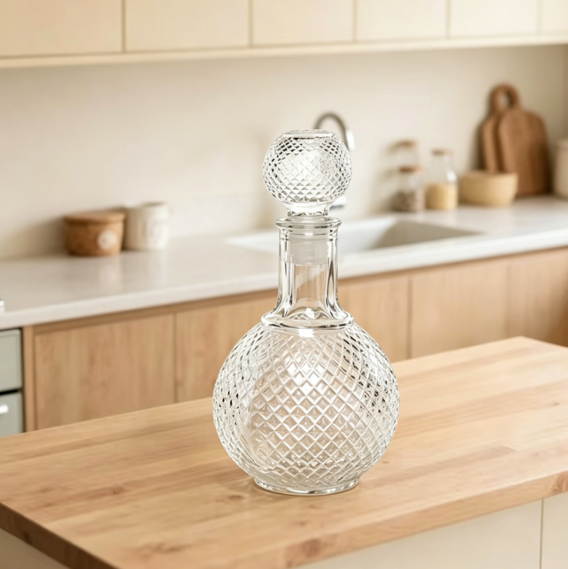 (LLEGANDO 7 DE AGOSTO) Licorera Botella de Vidrio con Tapón 25 cm | Decantador para Whisky, Ron, Brandy y Licores | 87991