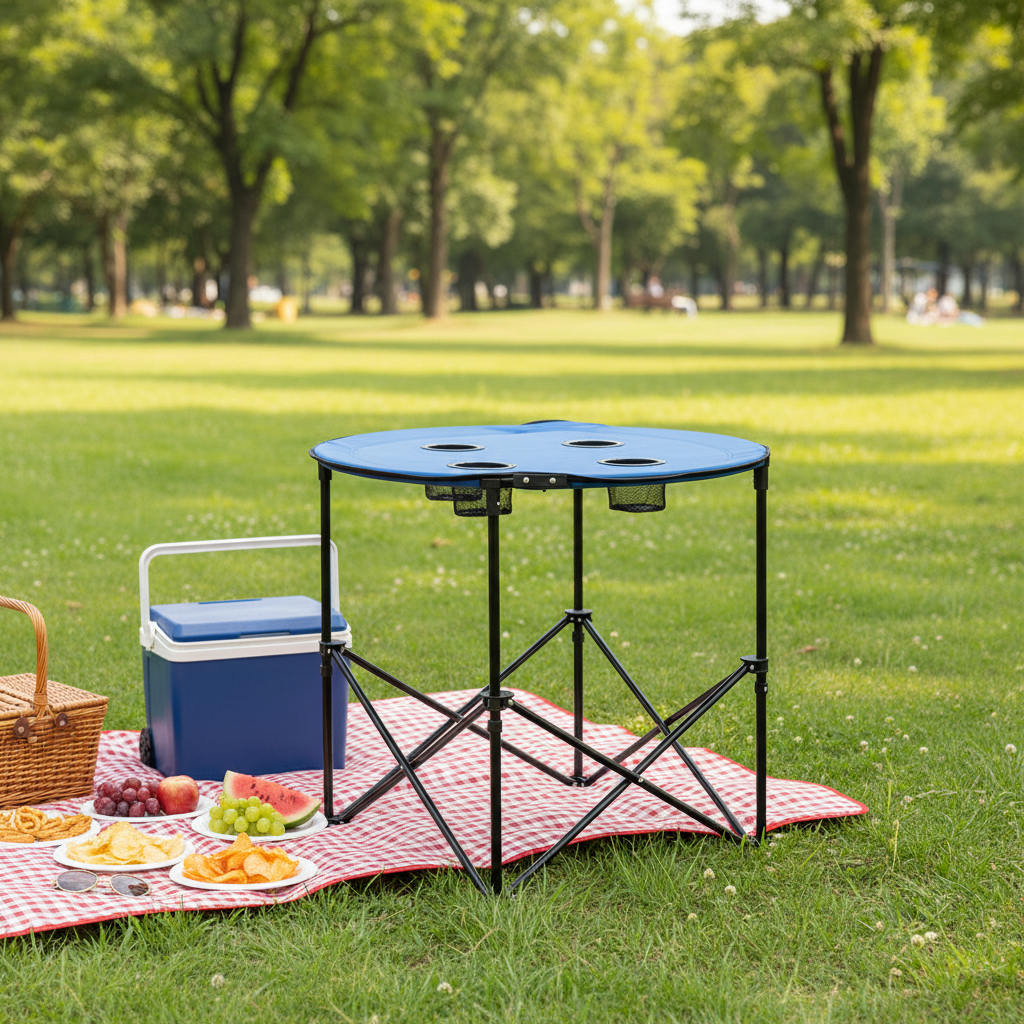 Mesa Playera Redonda Plegable 71x71x61cm 4 Colores Disponibles NS429584