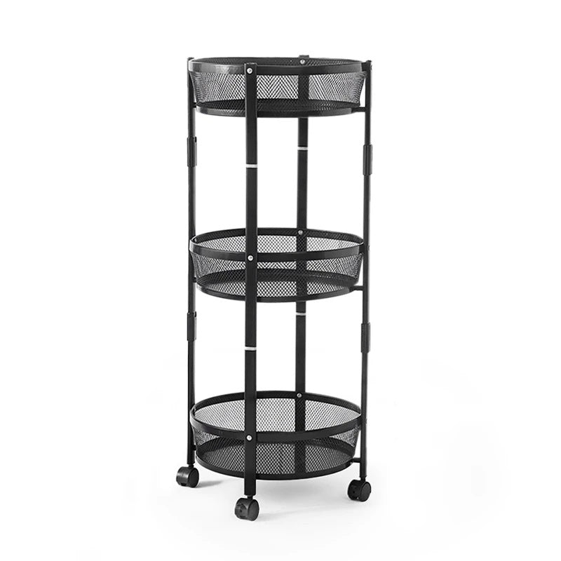 (LLEGANDO 27 DE MARZO) Organizador de Metal Negro para Cocina Multiuso con Rueditas 87cm LHC-9814