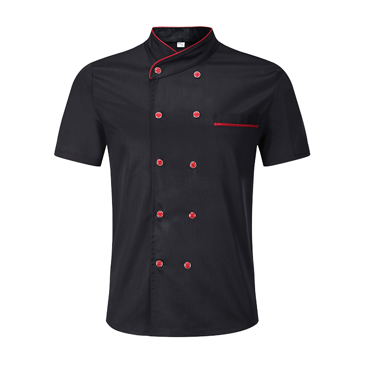 (LLEGANDO 11 DE MAYO) Uniforme Camisa Chaqueta de Chef Cocinero Estilo Filipina Manga Corta Negro Unisex 4 Tallas Disponibles 902101/9002102/902103/902104