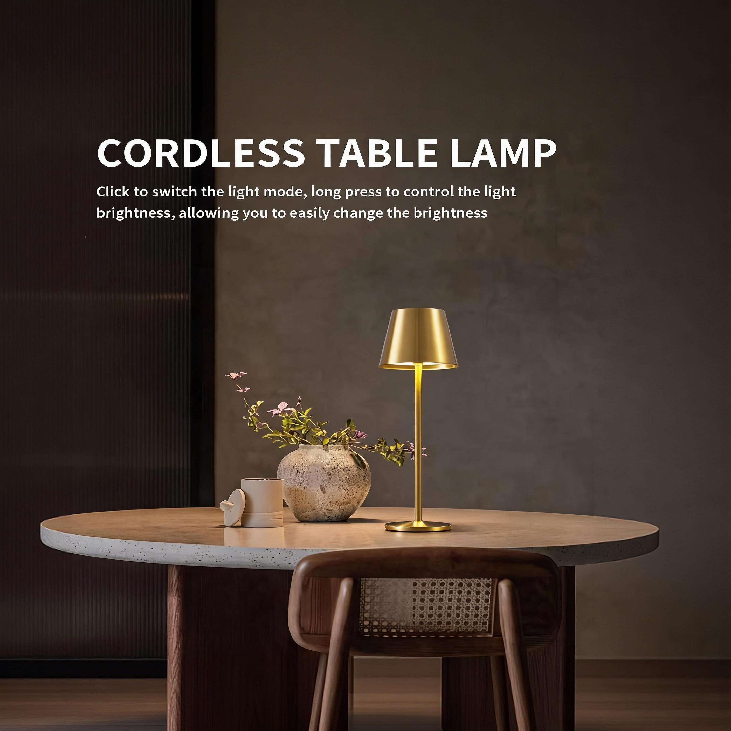 Lámpara LED de Mesa Recargable 23.5cm Dorada para Restaurante Hogar – 604-40570