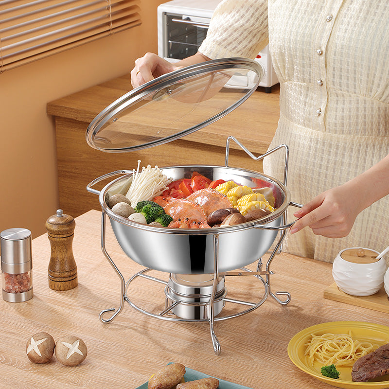 (LLEGANDO 27 DE MARZO) Chafing Dish Redondo 8.0L en Acero Inoxidable 36x60cm FSSK11219 Buffet.