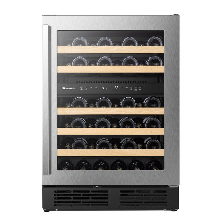 Vinera Enfriador de Vinos 5.4p3 46 Botellas Empotrable o de Piso de Acero Inoxidable Dual Zone con WiFi Hisense HWD046N6SS