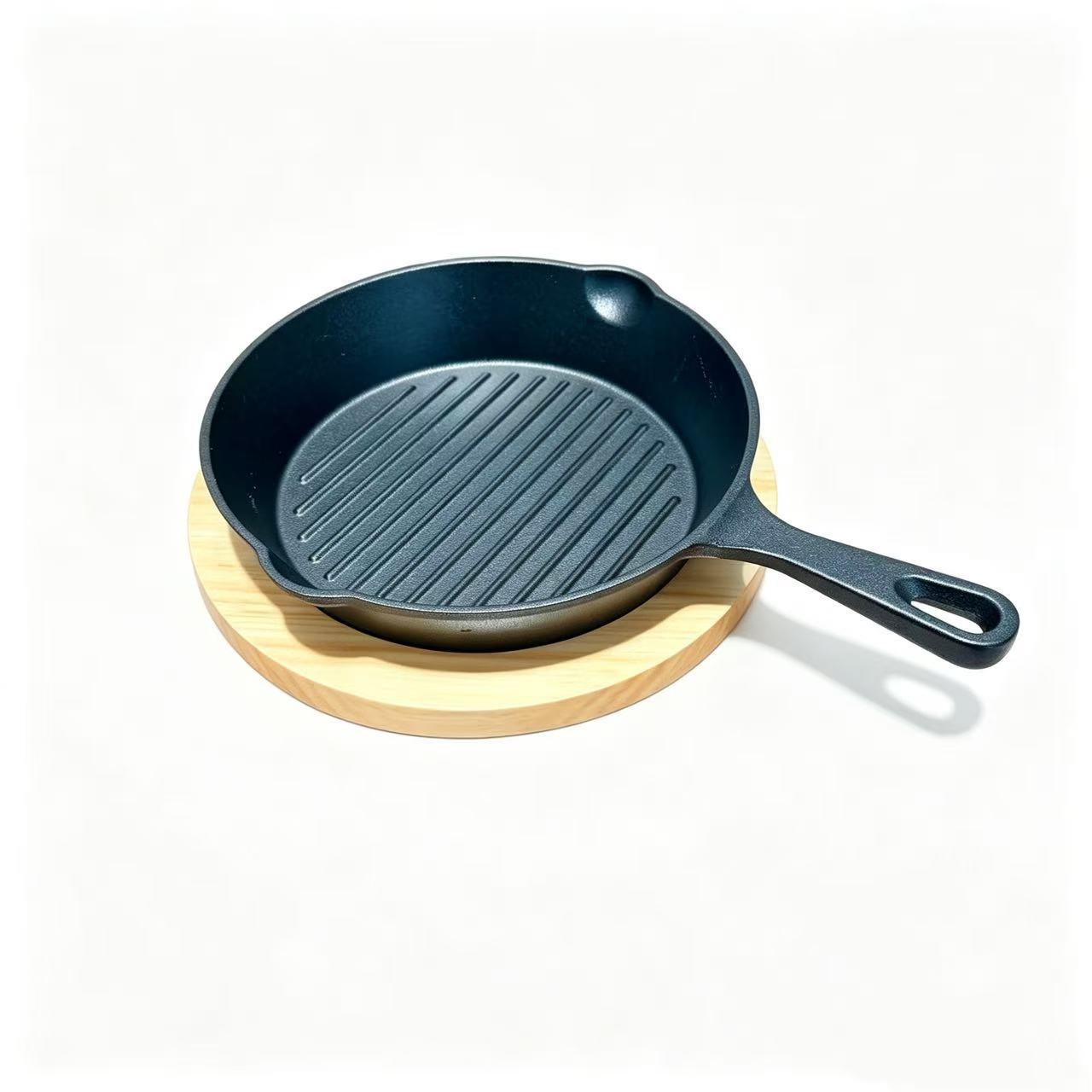(LLEGANDO 7 DE AGOSTO) Sartén Grill de Hierro Fundido 21 cm, 22 cm y 28 cm | Sartén Parrilla para Estufa, Horno y BBQ | 41500 | 41501 | 41503