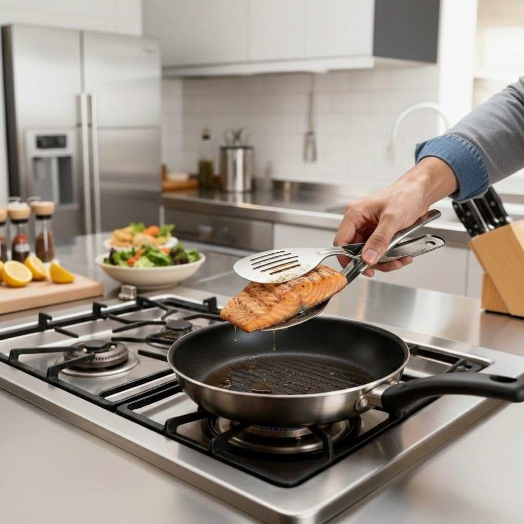(LLEGANDO 30 DE SEPT) Pinza de Cocina Profesional 27cm de Acero Inoxidable SS304 – Pinza Tipo Tijera para Servir y Manipular Alimentos Carnes | Hotelero | Restaurante | Hotel 500504