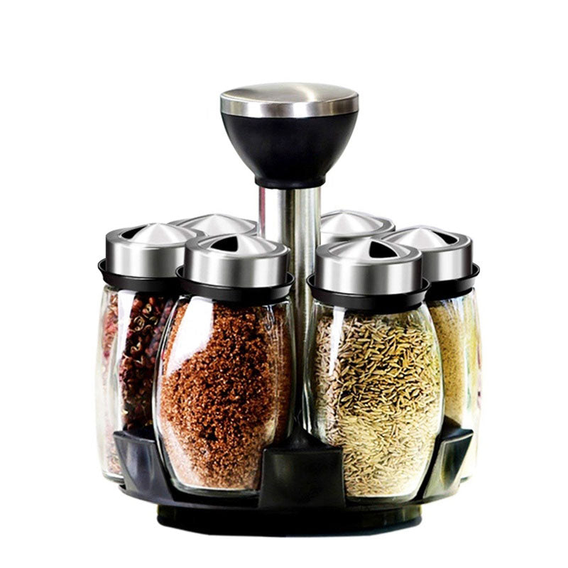 Set 6 Condimenteros de Vidrio con Base Giratorio FSK9036