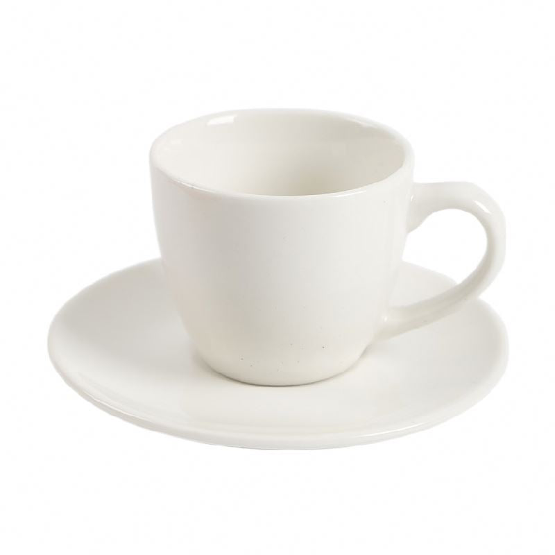 (LLEGANDO 7 DE AGOSTO) Taza de Café de Cerámica con Plato Blanco | Elegante para Café y Espresso | 41825