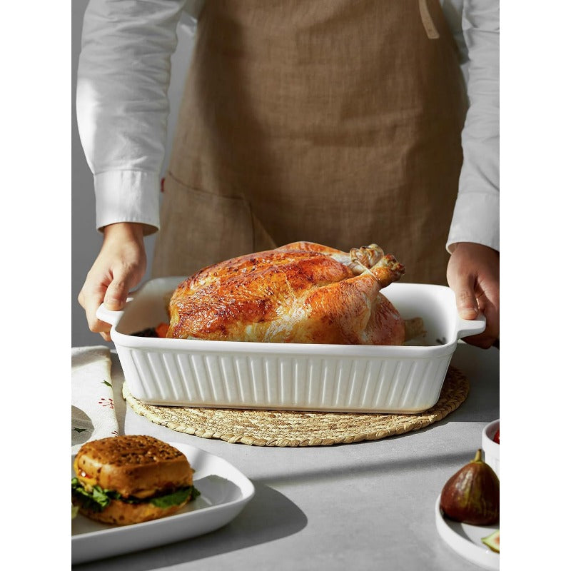 Bandeja Rectangular de Porcelana Blanca 32.5x20x6cm NS397298 Cerámica.