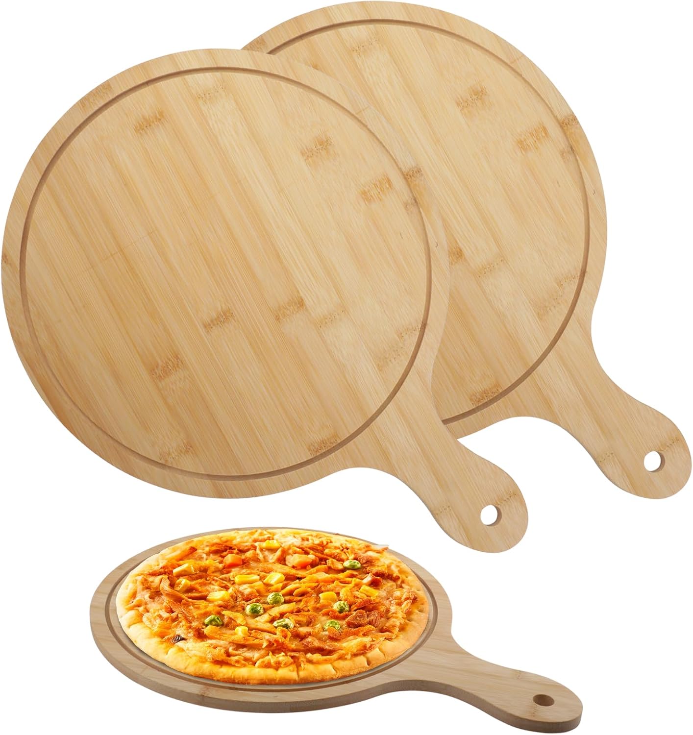 (LLEGANDO 27 DE MARZO) Bandeja Espátula para Pizza de Bambú 3 Tamaños Disponibles 8"/10"/12"