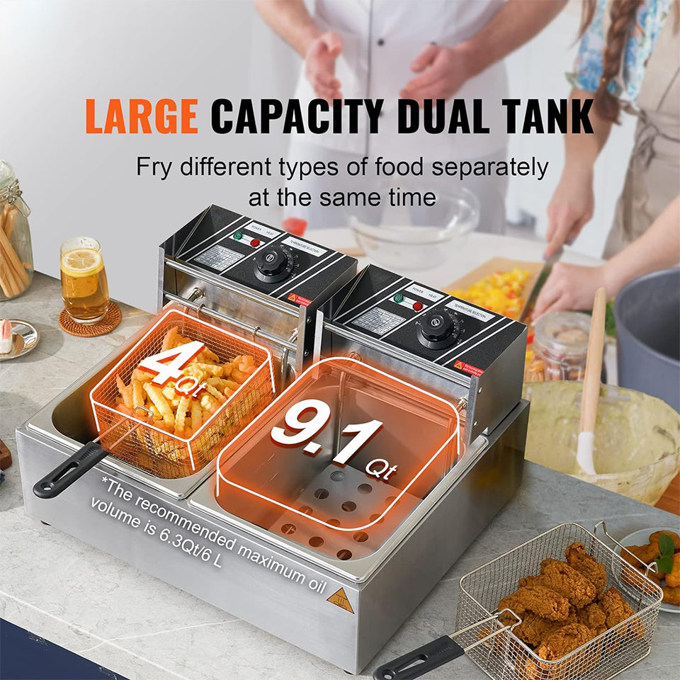 Freidora Eléctrica 10L+10L Homestar HS-CDF-1502