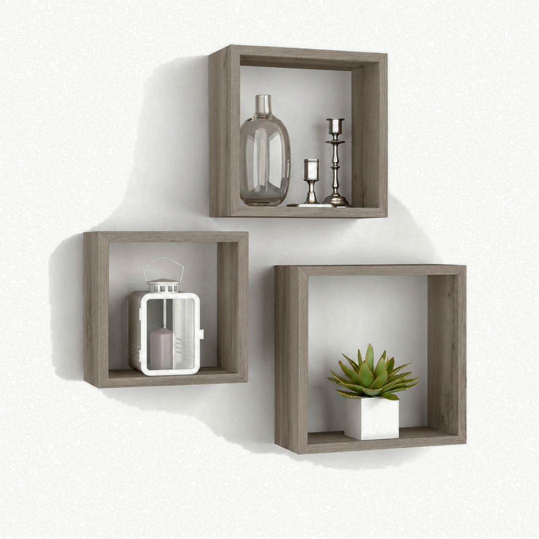 Set 3 Cuadros de Repisas de Pared Cuadrado en MDF 30/27/24x11.7cm STUDIO-1012