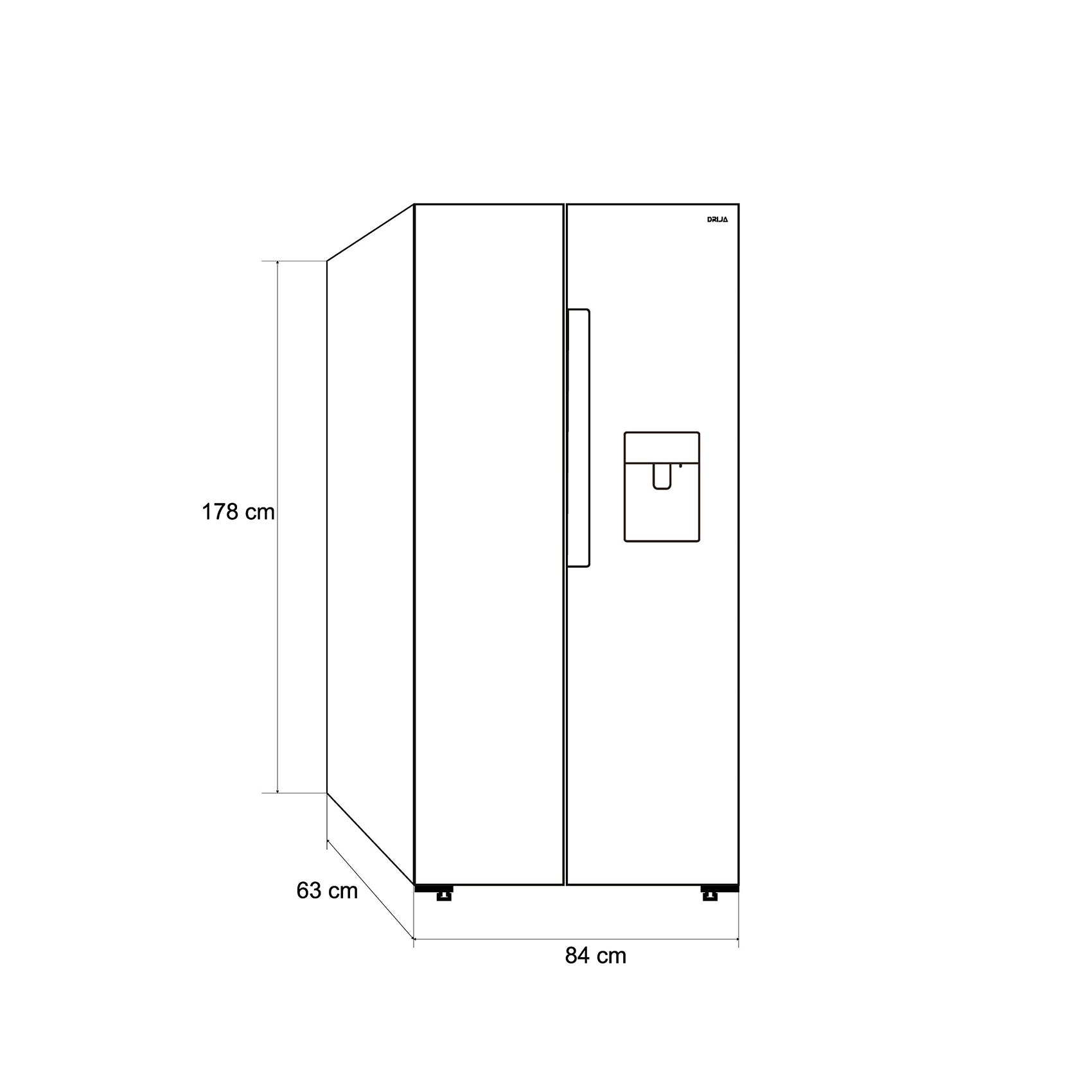 (POR PEDIDO) Refrigeradora Side By Side con Dispensador de Agua 15.4p3 Inverter INOX Drija