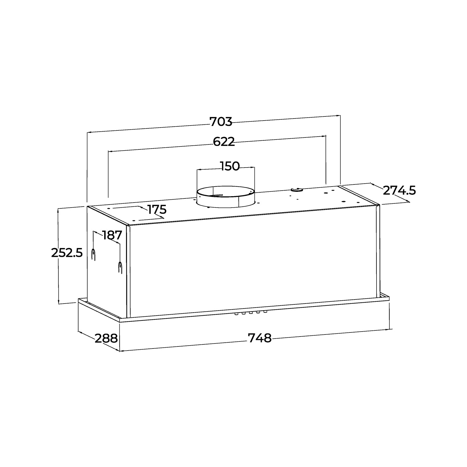 (POR PEDIDO) Extractor de Grasa Empotrable Drija INVISIBILE 76-I 74.8 cm Acero Inoxidable 650 MCH