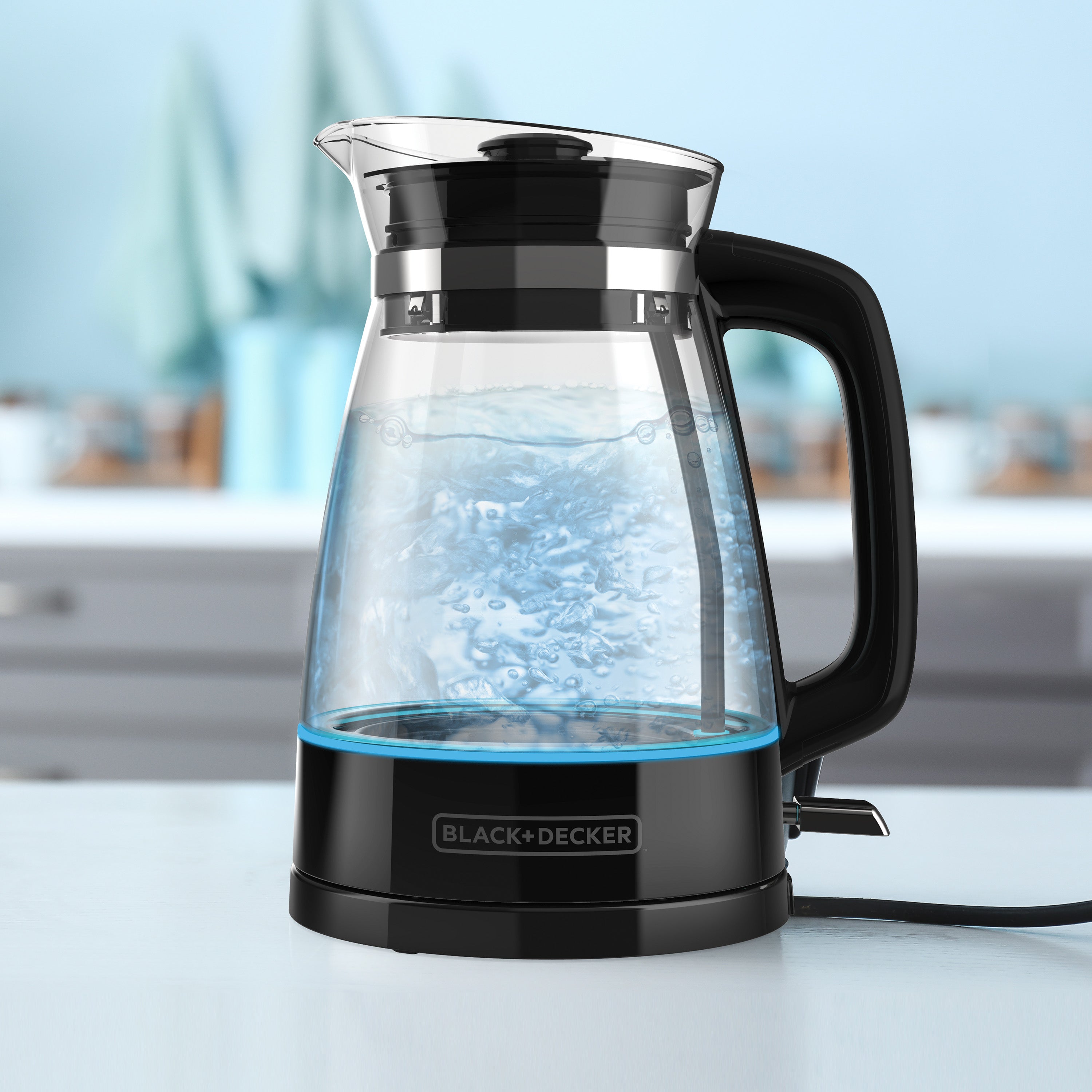 Hervidor Artesanal con Iluminación LED 1.7L Black and Decker KE7000B-LA Tetera Eléctrica. BLACK + DECKER