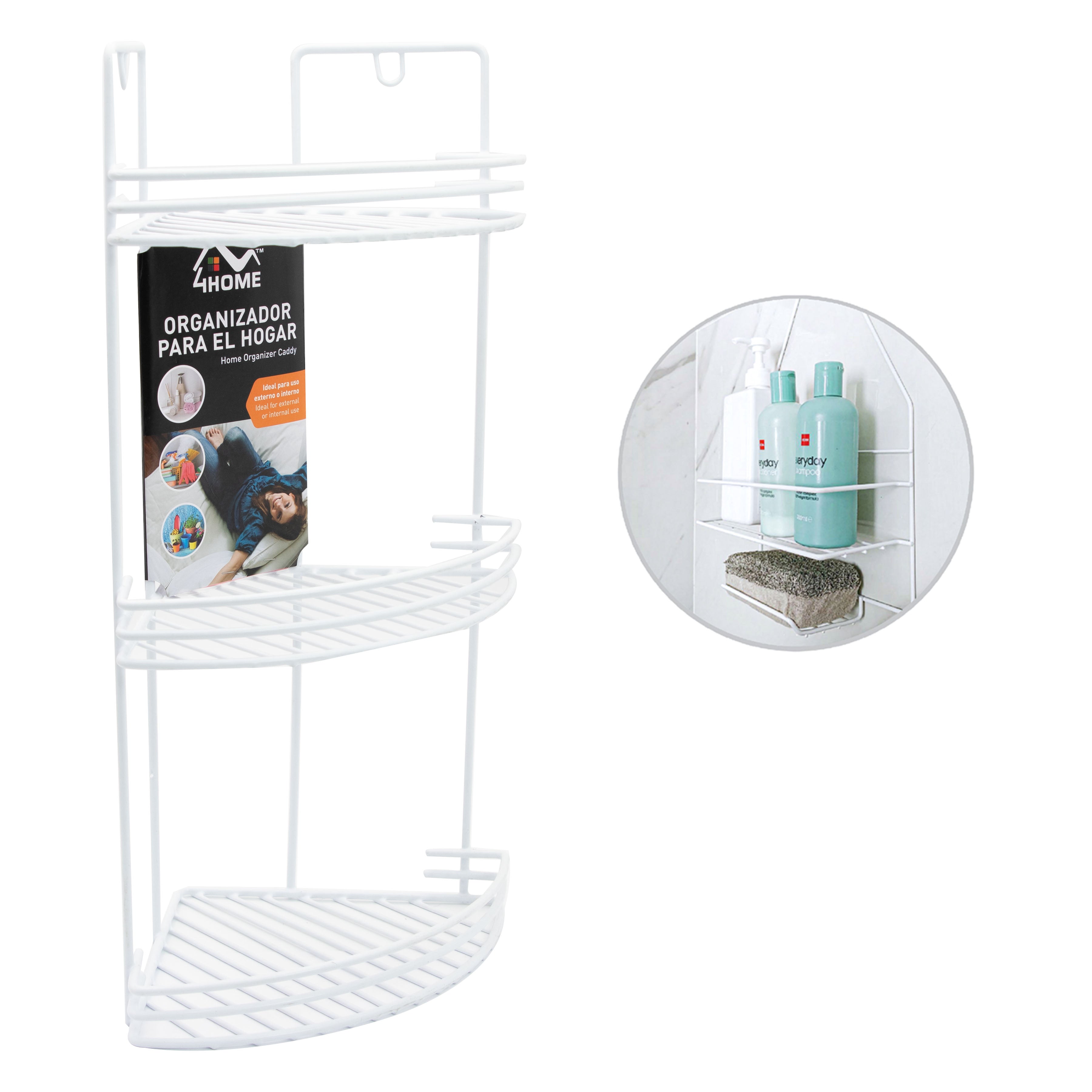 (LLEGANDO 3 DE JULIO) Organizador Esquinero para Baño de 3 Niveles 4Home Blanco LY-1505