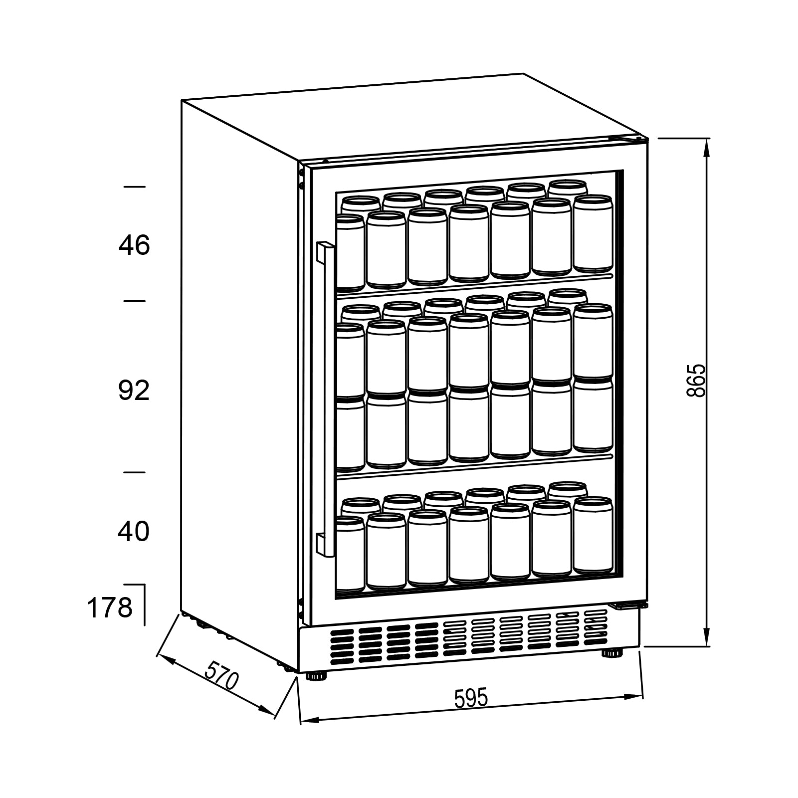 (POR PEDIDO) Refrigeradora Mini Bar 178 Latas 143L Livenza 178-B Drija