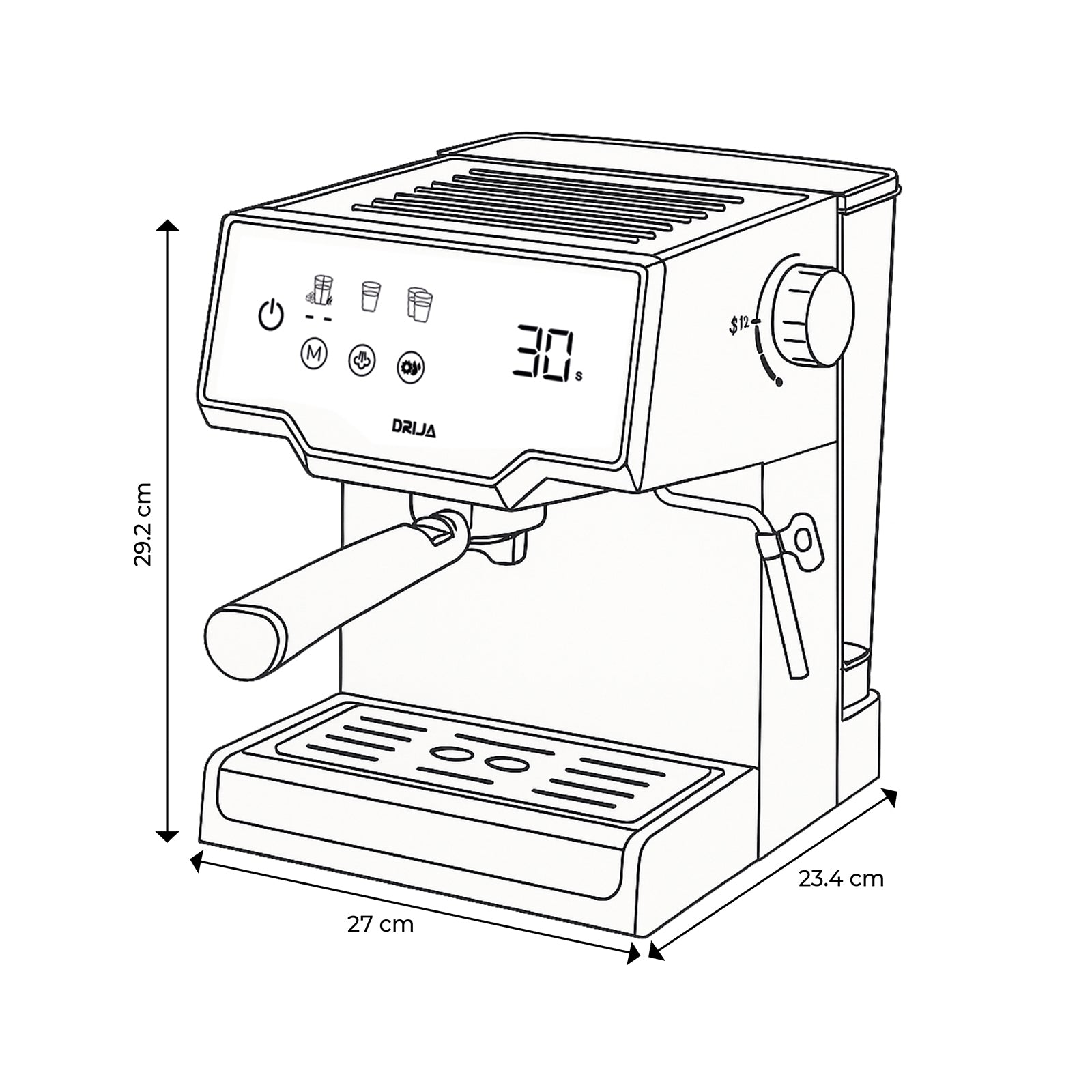 Cafetera Automática 8 Tazas 1.6L para Espresso Expresso Capuccino MOCCA 8T-B Drija DRIJA