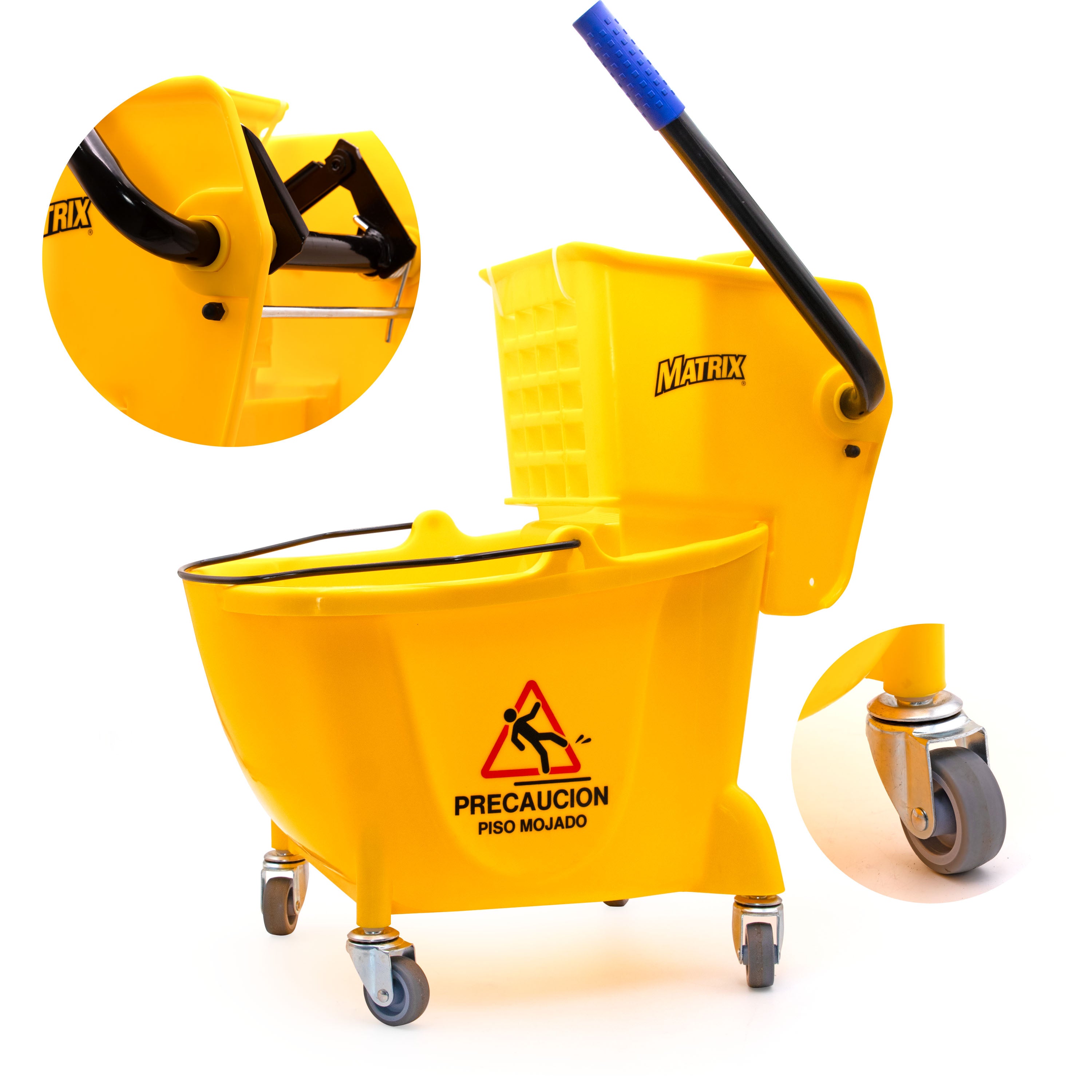 Cubo Carrito Trapeador Exprimidor para Trapeador Matrix 24 L con Ruedas | MT-MBT24L