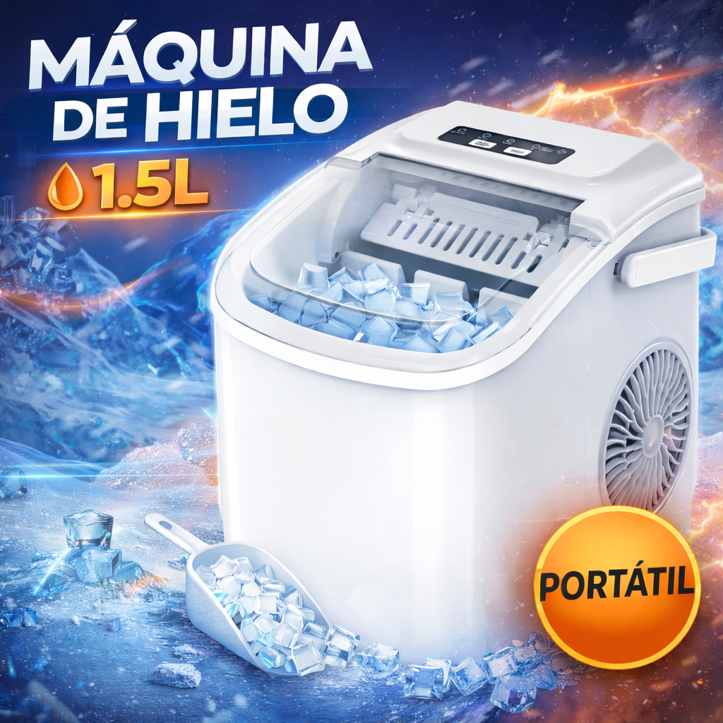 Máquina de Hielo Portátil Eléctrica 1.5L Blanco Homestar HS-Z6Y1W