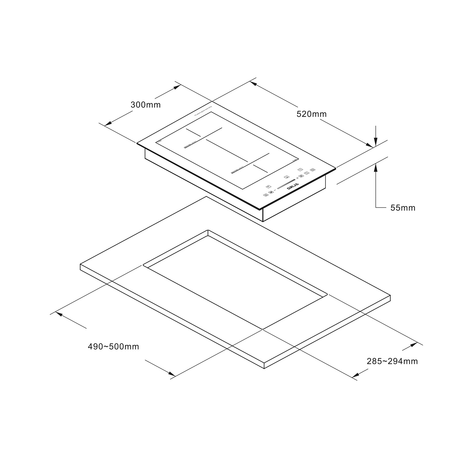 (POR PEDIDO) Estufa Empotrable de Inducción Vitrocerámica Antirayas 2 Quemadores Munich 30 Induktion Drija