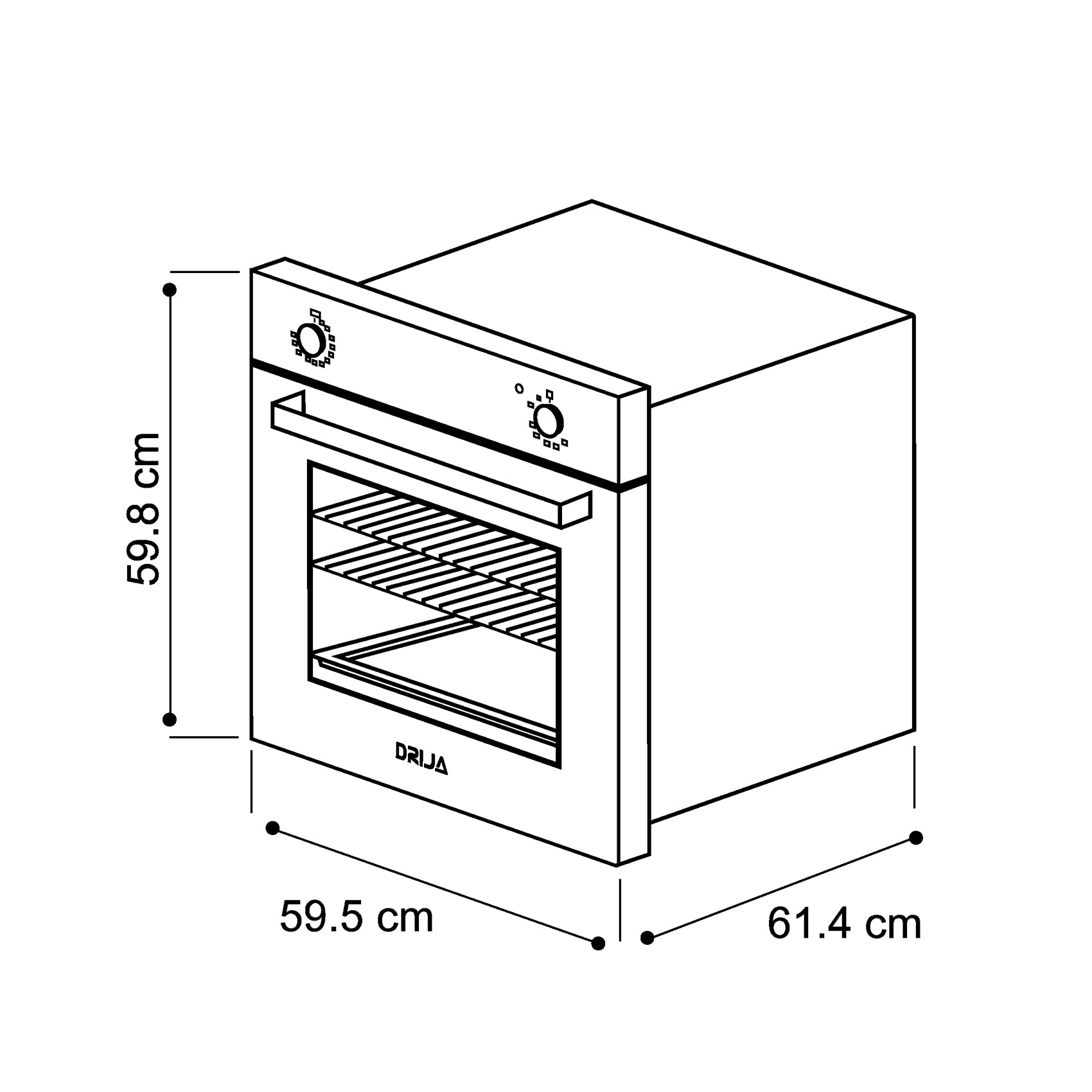Horno Empotrable Oceania 60 Black Gas Drija