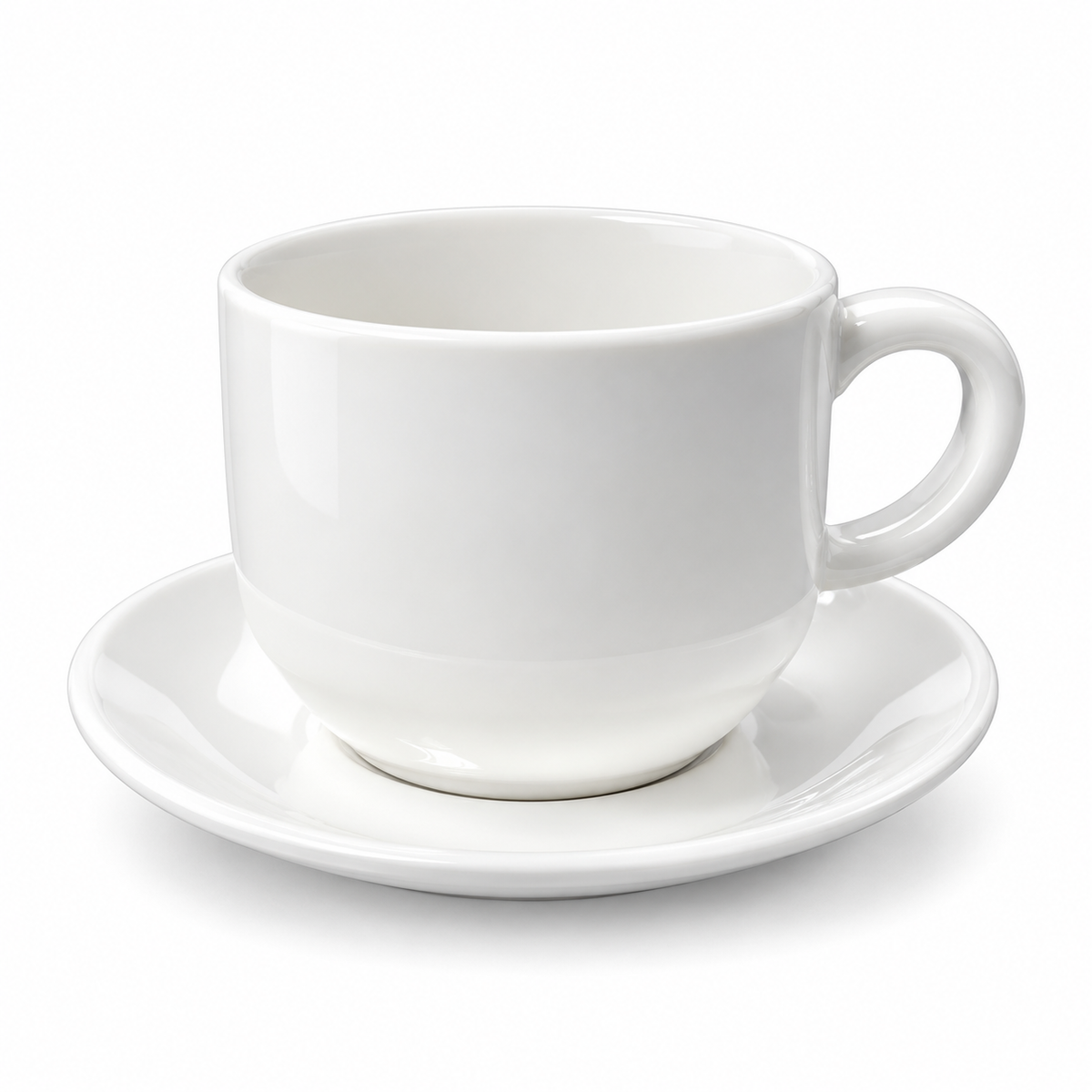 Taza de Porcelana Blanca con Plato 12 cm para Café y Té – Capacidad Aprox. 300 ml MH-300