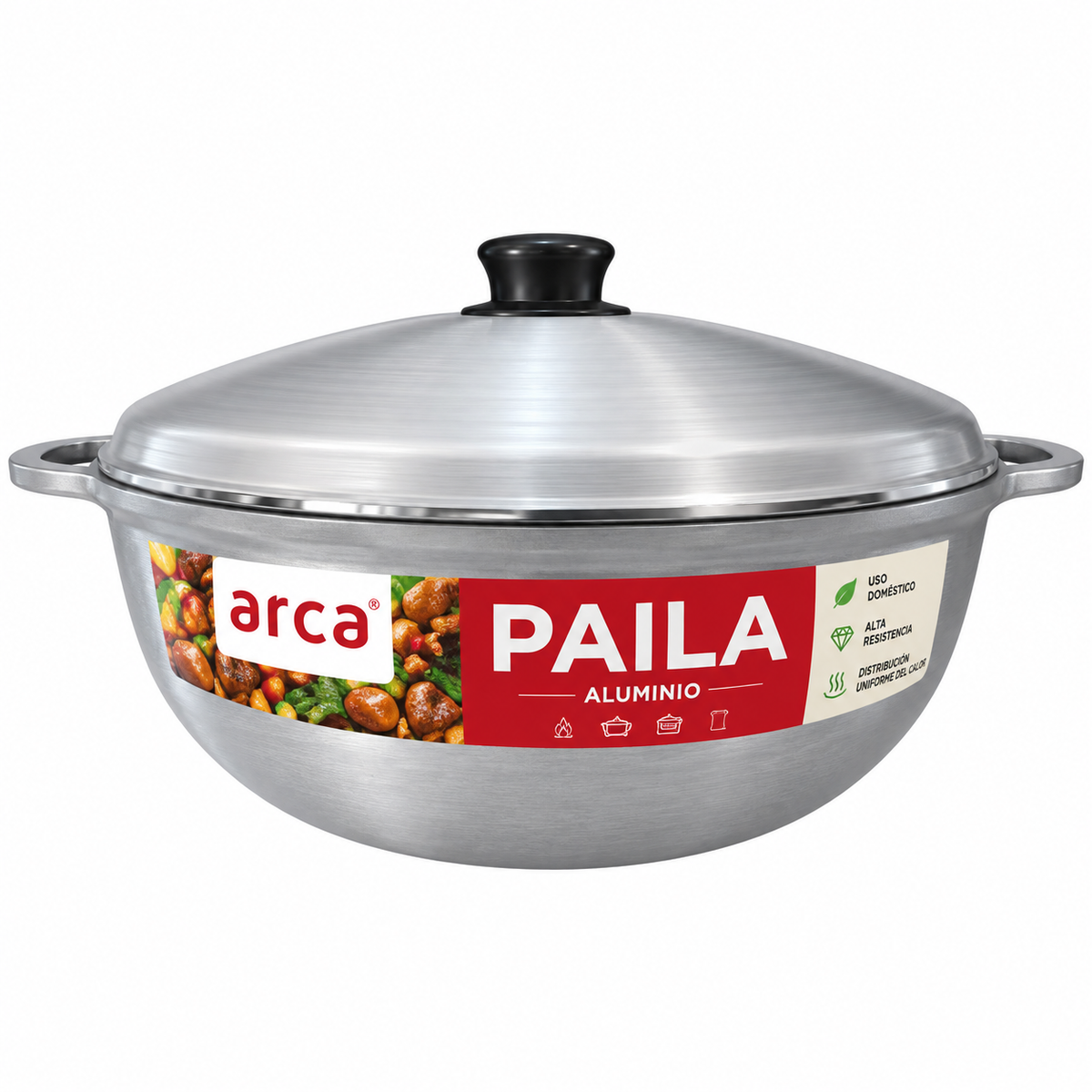 Paila de Aluminio ARCA #14 de 36 cm 11.5 Litros con Tapa PAD-040136