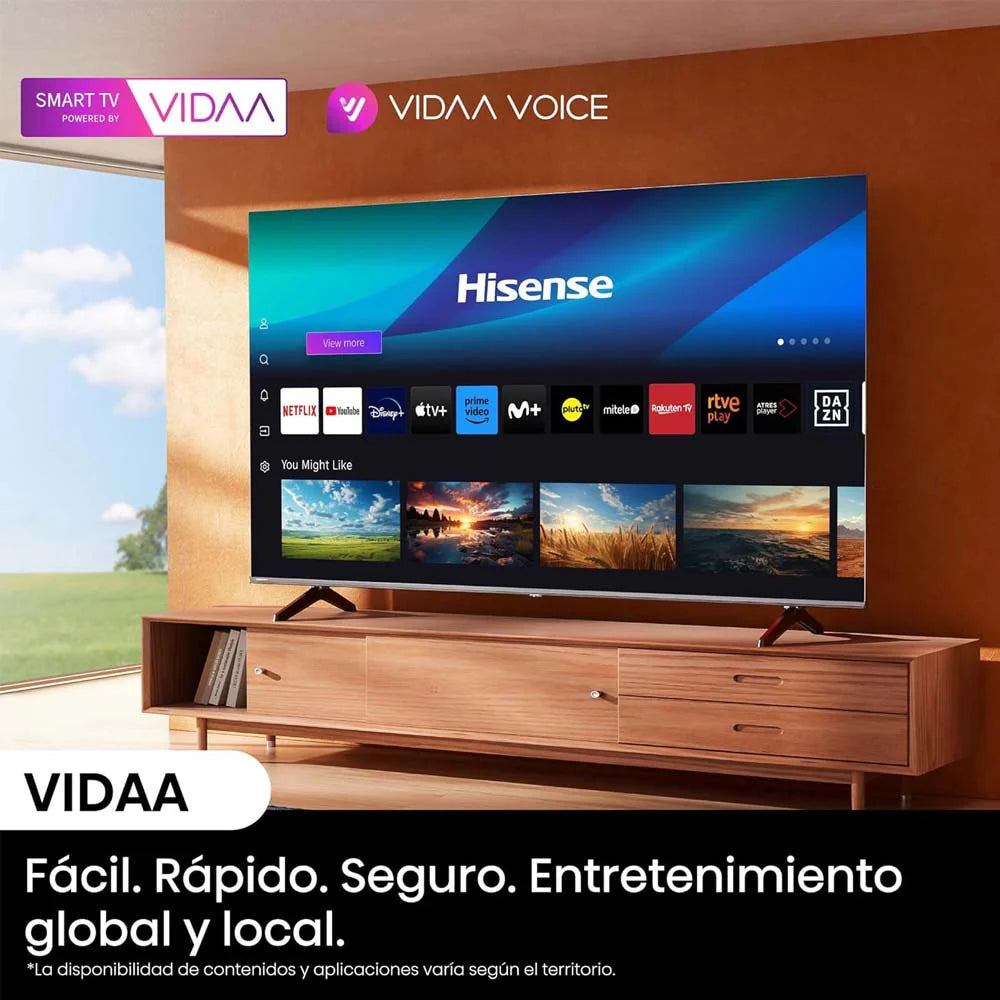 Televisor 55" LED Smart TV UHD 4K VIDAA Serie A6N Hisense 55A6NV Televisión.