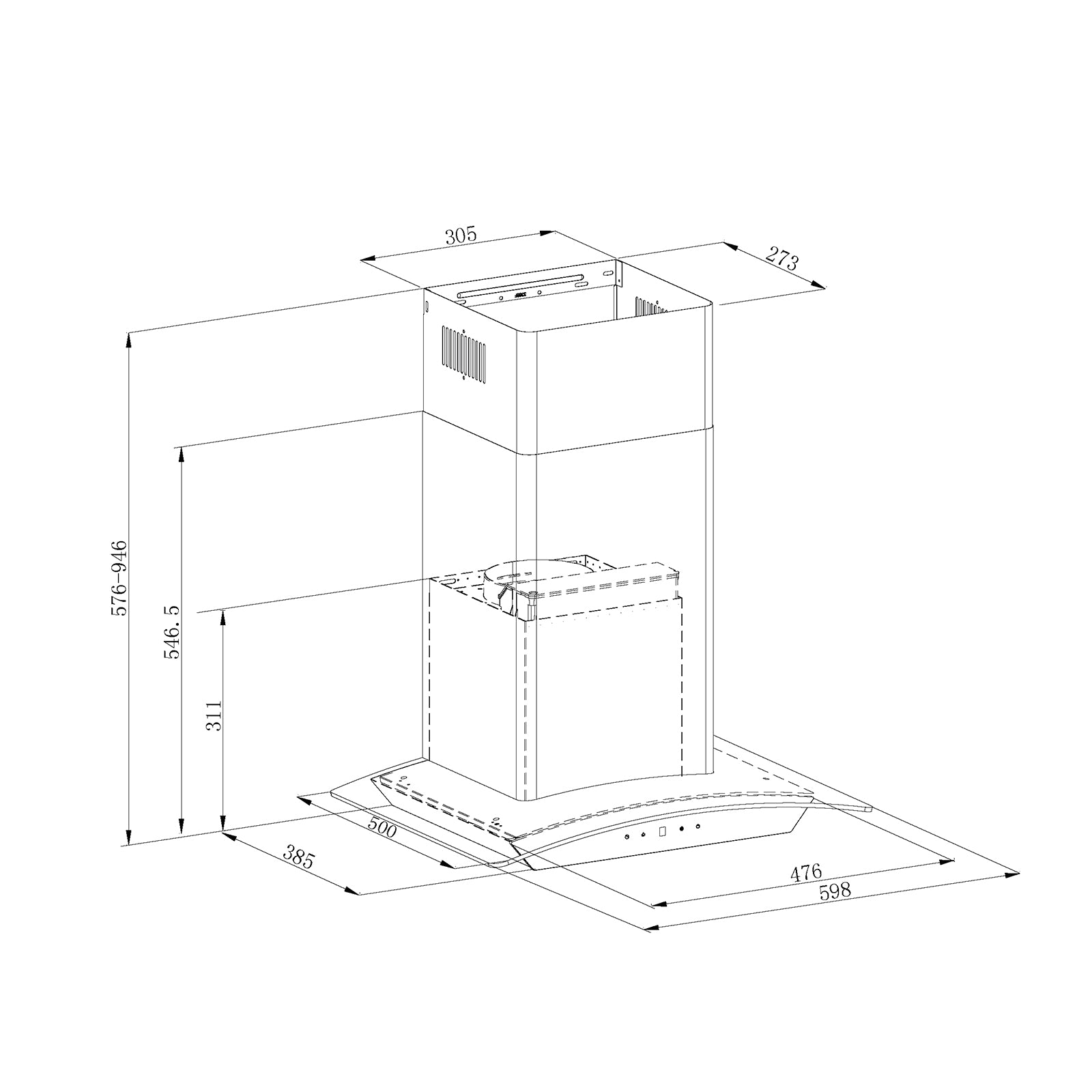 Extractor de Grasa Tipo Campana de Acero Inoxidable Prisma Touch 60 Drija
