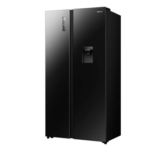 Refrigeradora Side By Side 19p3 Inverter con Dispensador de Agua de Vidrio Negro Hisense RS3P558NM1B