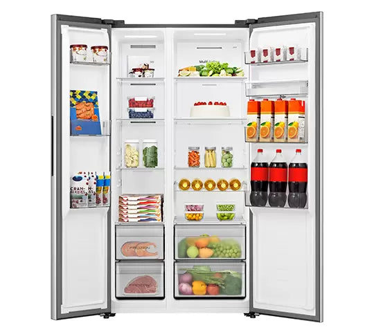 Refrigeradora Side by Side 19.1p3 con Dispensador de Agua Inverter Hisense RS3P558NMCB Nevera.