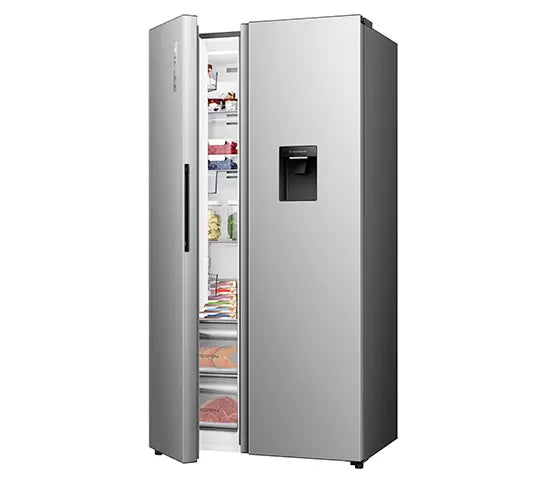 Refrigeradora Side by Side 19.1p3 con Dispensador de Agua Inverter Hisense RS3P558NMCB Nevera.