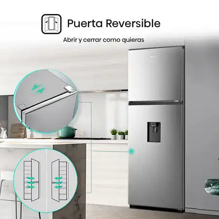 Refrigeradora Top Mount Hisense RT3N320NACA 11.5 Pies³ No Frost con Compresor Inverter y Multi Air Flow | Acero Inoxidable Nevera.