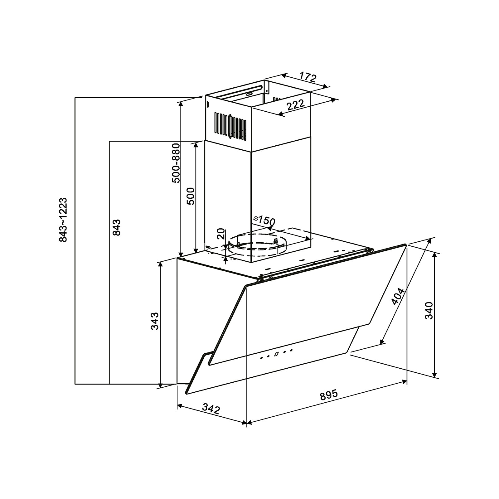 Extractor de Grasa Vidrio Templado Negro Rectangulo 90 Black Drija