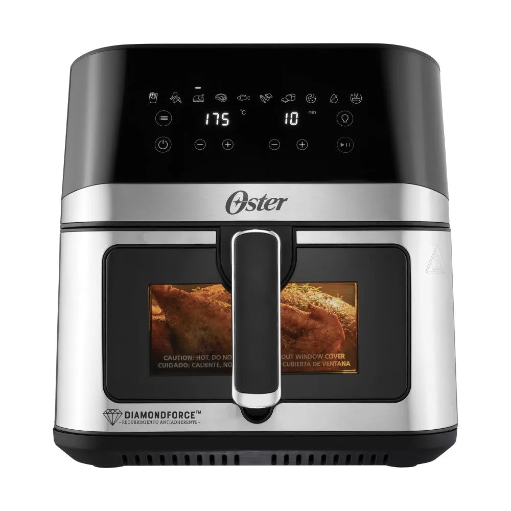 Freidora de Aire Manual Recubrimiento DiamondForce Ventana y Luz Interna 7.5L 1700W 10 Funciones en 1 Oster CKSTAF75WDSS