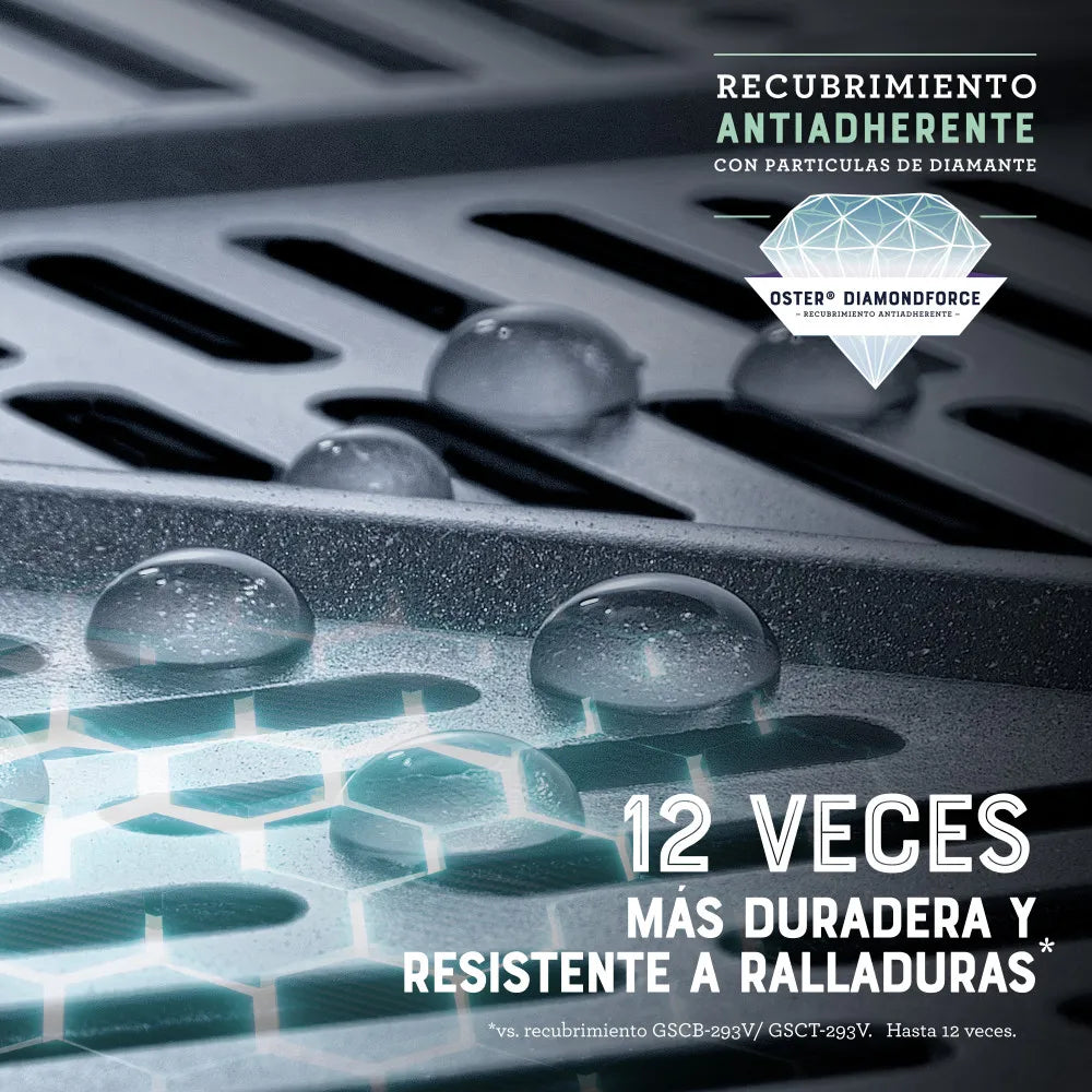 Freidora de Aire Manual Recubrimiento DiamondForce Ventana y Luz Interna 7.5L 1700W 10 Funciones en 1 Oster CKSTAF75WDSSDF