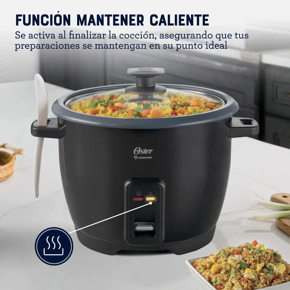 Arrocera Eléctrica de 10 Tazas Antiadherente DiamondForce Negro Oster CKSTRCB10DFB