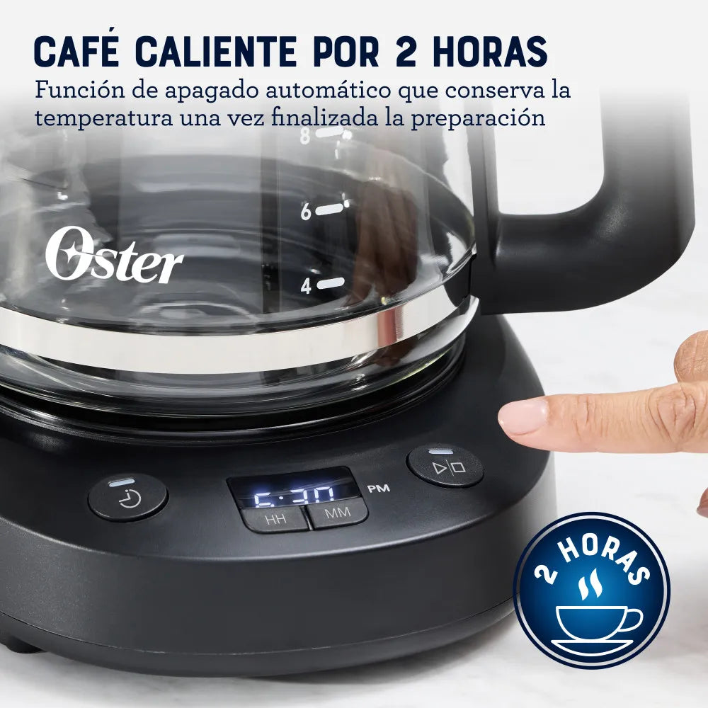Cafetera 12 Tazas con Filtro Reutilizable Programable Negro Oster BVSTDCP121B
