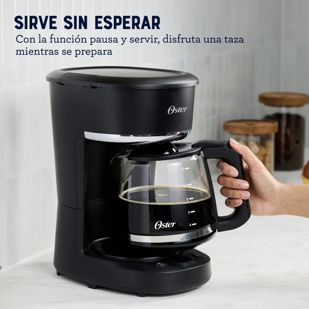 Cafetera 12 Tazas con Filtro Reutilizable Programable Negro Oster BVSTDCP121B