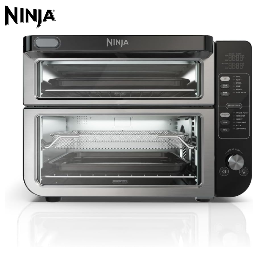 (LLEGANDO 10 DE AGOSTO) Horno Freidora de Aire Ninja DCT401 12 en 1 Double Oven con FlexDoor™, Convección y Air Fry | Acero Inoxidable