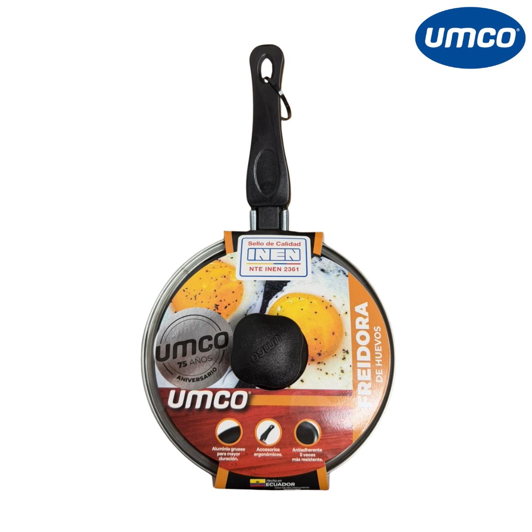 Sartén de Aluminio con Tapa de Vidrio 14cm para Huevo Umco 2042