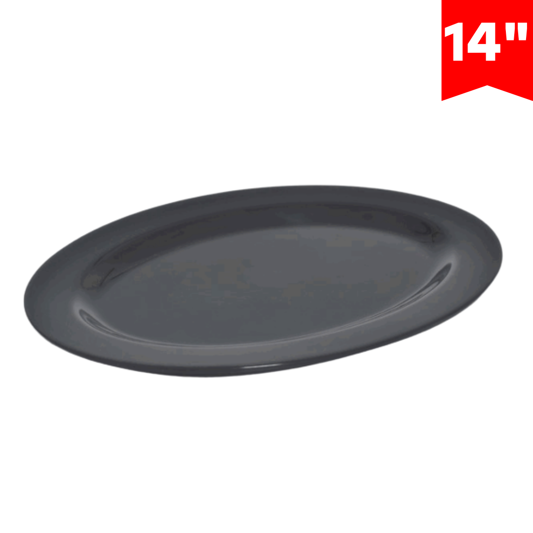 Plato de Melamina Ovalado Negro BG-205-14BLK