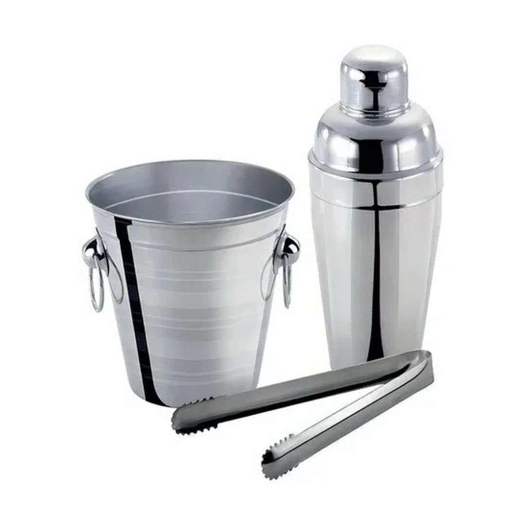 Set 3 Piezas Coctelera para Bar 14cm / 550ml en Acero Inoxidable MI-4213