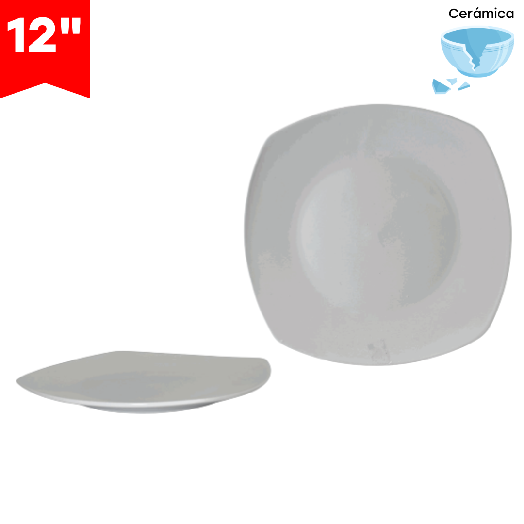 Plato de Cerámica Cuadrado Redondeado 12" 87662