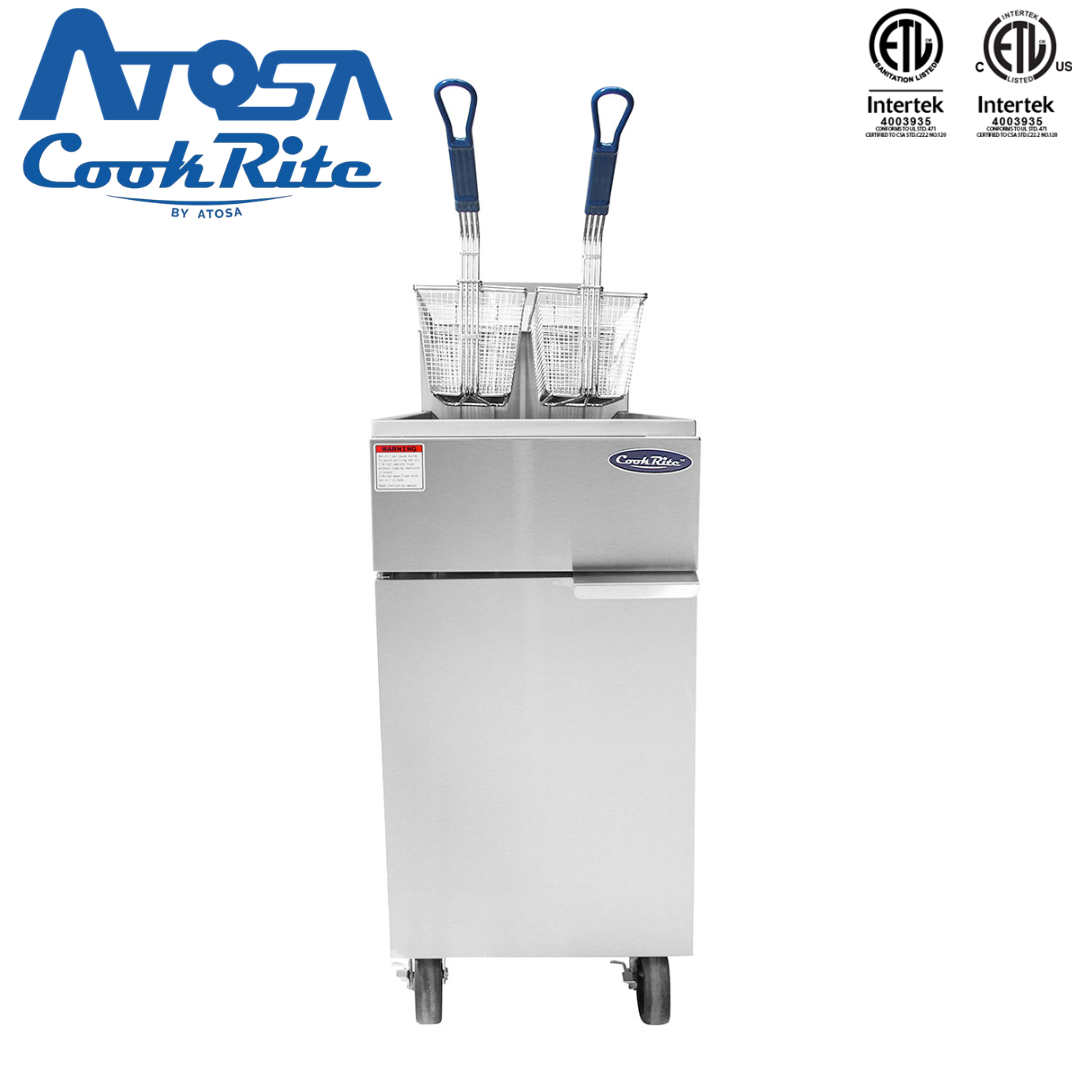 (PP) Freidora Industrial a Gas de 40LB/26L, 102,000 BTU – Acero Inoxidable Atosa ATFS-40
