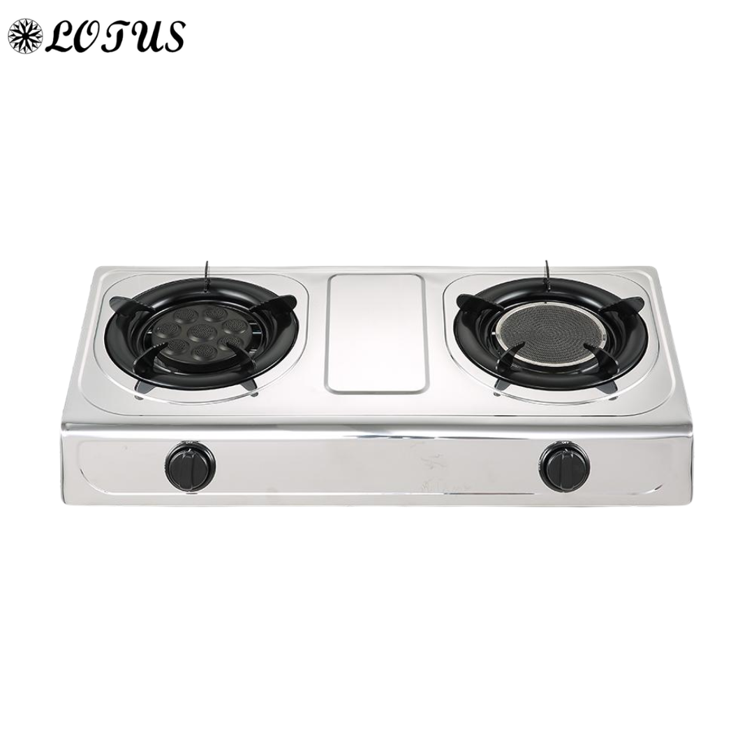 Estufa de 2 Quemadores a Gas en Acero Inoxidable Lotus LT-2319