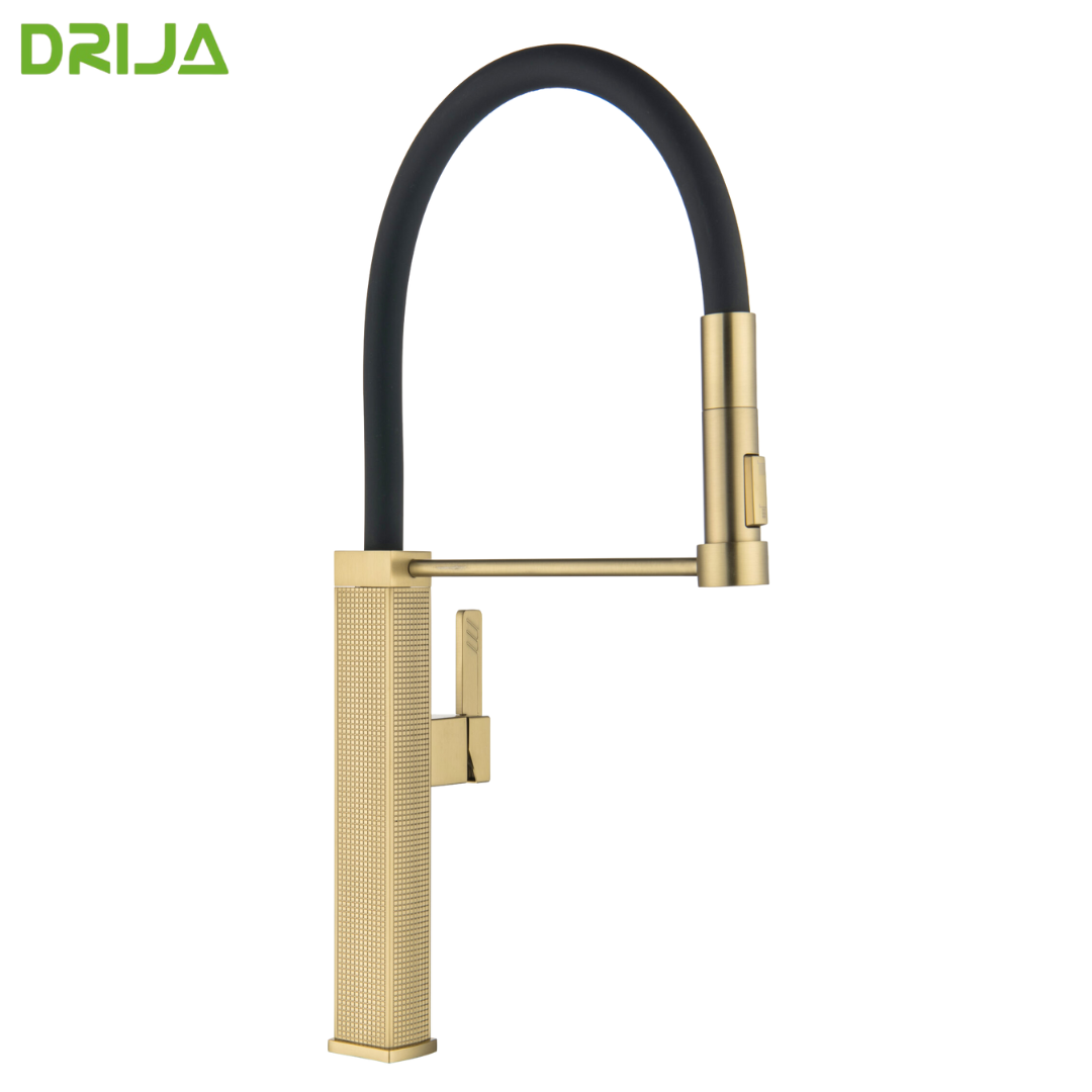 Grifo Extraíble 60cm con 2 Funciones Dorado Diseño de Lujo Drija Pisa Gold