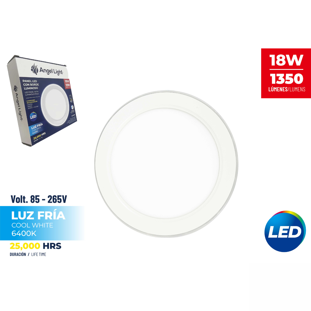 (LLEGANDO 5 DE JUNIO) Lampara Panel LED Redonda para Empotrar 18W Luz Fría Angel Light AL-PB005R-18W